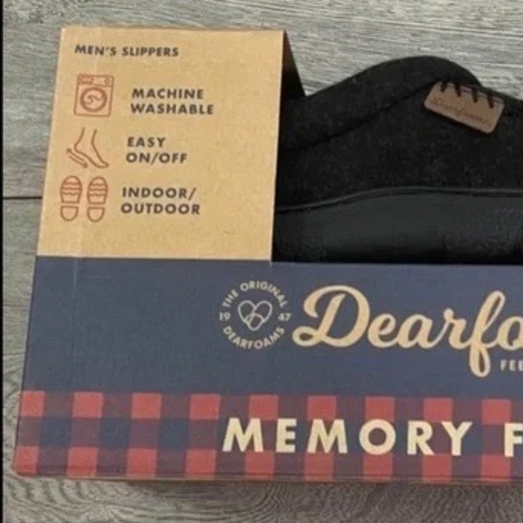 New Mens Dearfoams Slippers Black SLIP ON MEMORY FOAM EASY ON indoor outdoor - Picture 8 of 8